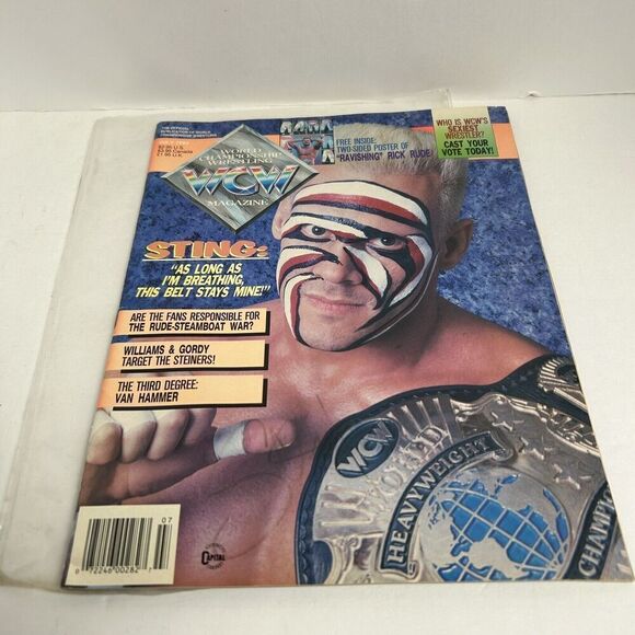 WCW Magazine July 1992 Sting Ravishing Rick Rude  WWF PWI With Poster - Picture 1 of 5